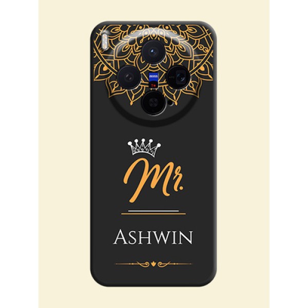 Mr Name with Floral Design On Space Black Custom Soft Matte Mobile Back Cover - Vivo X300 5G Mr Name with Floral Design On Space Black Custom Soft Matte Mobile Back Cover - Vivo X300 5G