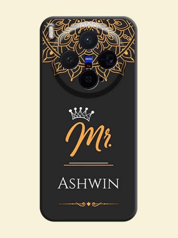 Mr Name with Floral Design On Space Black Custom Soft Matte Mobile Back Cover - Vivo X300 5G
