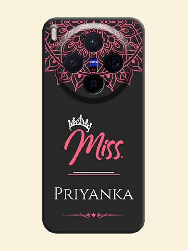 Mrs Name with Floral Design On Space Black Custom Soft Matte Mobile Back Cover - Vivo X300 5G