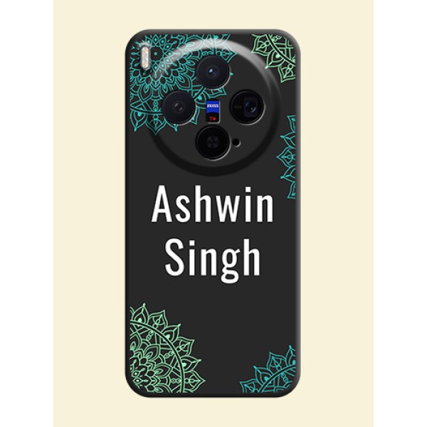 Your Name with Floral Design On Space Black Custom Soft Matte Mobile Back Cover - Vivo X300 5G Your Name with Floral Design On Space Black Custom Soft Matte Mobile Back Cover - Vivo X300 5G