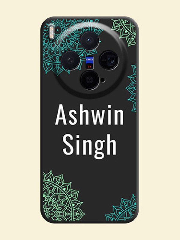 Your Name with Floral Design On Space Black Custom Soft Matte Mobile Back Cover - Vivo X300 5G
