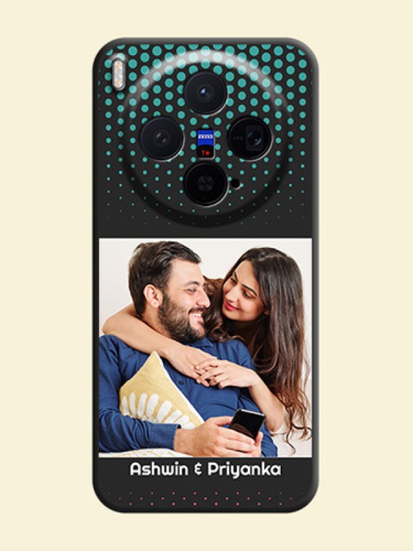 Faded Dots with Grunge Photo Frame and Text On Space Black Custom Soft Matte Mobile Back Cover - Vivo X300 5G
