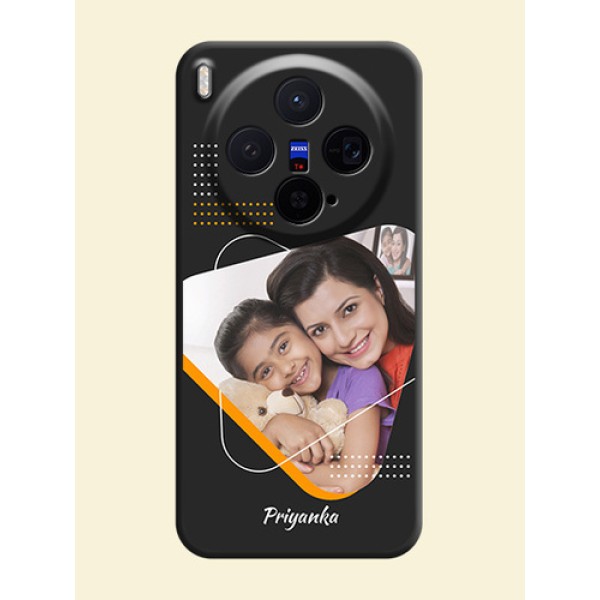 Yellow Triangle on Photo On Space Black Custom Soft Matte Mobile Back Cover - Vivo X300 5G Yellow Triangle on Photo On Space Black Custom Soft Matte Mobile Back Cover - Vivo X300 5G