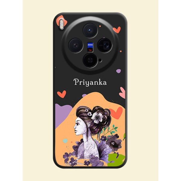 Namecase For Her With Fancy Lady Image On Space Black Custom Soft Matte Mobile Back Cover - Vivo X300 5G Namecase For Her With Fancy Lady Image On Space Black Custom Soft Matte Mobile Back Cover - Vivo X300 5G