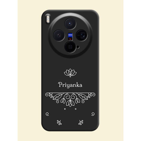Lotus Garden Custom Text On Space Black Custom Soft Matte Mobile Back Cover - Vivo X300 5G Lotus Garden Custom Text On Space Black Custom Soft Matte Mobile Back Cover - Vivo X300 5G