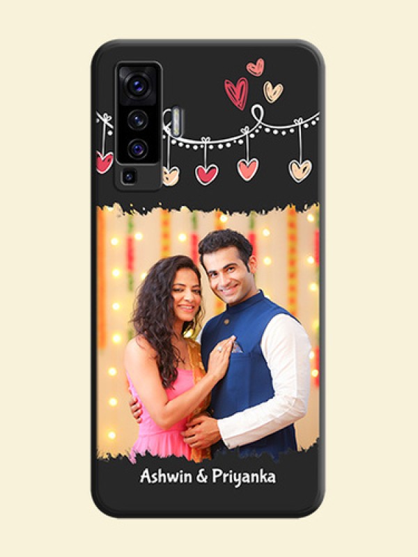 Pink Love Hangings with Name on Space Black Custom Soft Matte Phone Cases - Vivo X50 