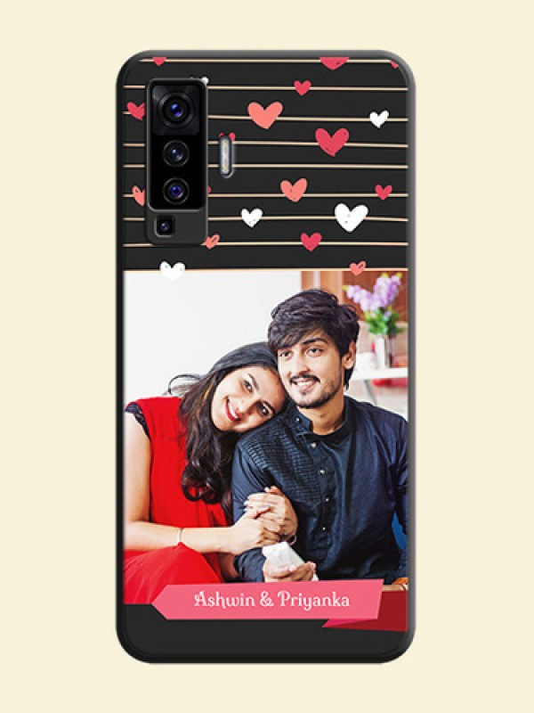 Love Pattern with Name on Pink Ribbon  - Photo on Space Black Soft Matte Back Cover - Vivo X50 