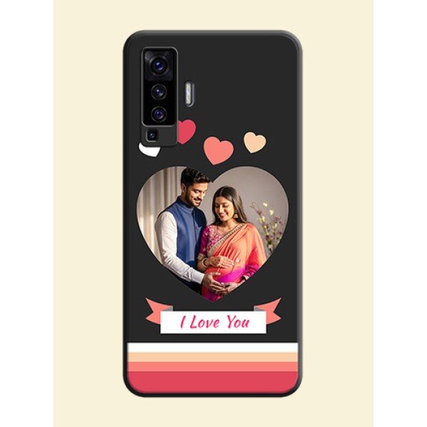 Love Shaped Photo with Colorful Stripes on Personalised Space Black Soft Matte Cases - Vivo X50 Love Shaped Photo with Colorful Stripes on Personalised Space Black Soft Matte Cases - Vivo X50