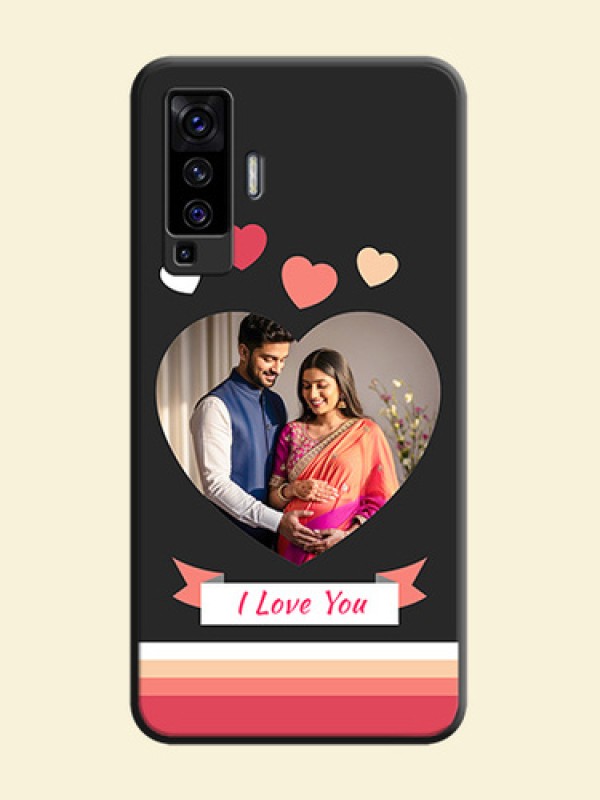 Love Shaped Photo with Colorful Stripes on Personalised Space Black Soft Matte Cases - Vivo X50 