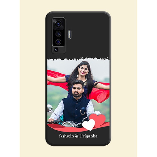 Pink Color Love Shaped Ribbon Design with Text on Space Black Custom Soft Matte Phone Back Cover - Vivo X50 Pink Color Love Shaped Ribbon Design with Text on Space Black Custom Soft Matte Phone Back Cover - Vivo X50
