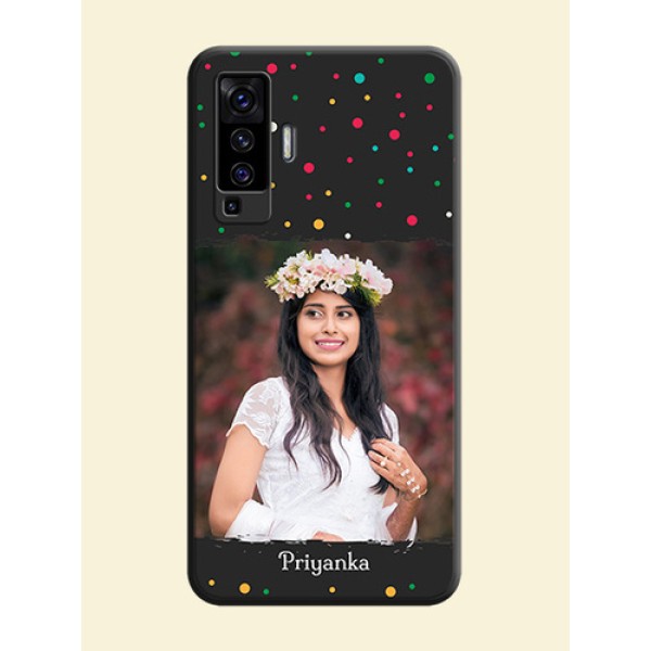Multicolor Dotted Pattern with Text on Space Black Custom Soft Matte Phone Back Cover - Vivo X50 Multicolor Dotted Pattern with Text on Space Black Custom Soft Matte Phone Back Cover - Vivo X50