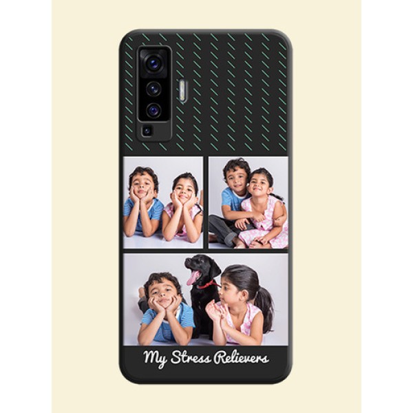 Cross Dotted Pattern with 2 Image Holder on Personalised Space Black Soft Matte Cases - Vivo X50 Cross Dotted Pattern with 2 Image Holder on Personalised Space Black Soft Matte Cases - Vivo X50