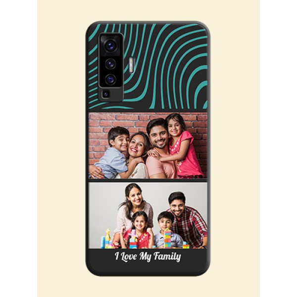 Wave Pattern with 2 Image Holder on Space Black Personalized Soft Matte Phone Covers - Vivo X50 Wave Pattern with 2 Image Holder on Space Black Personalized Soft Matte Phone Covers - Vivo X50