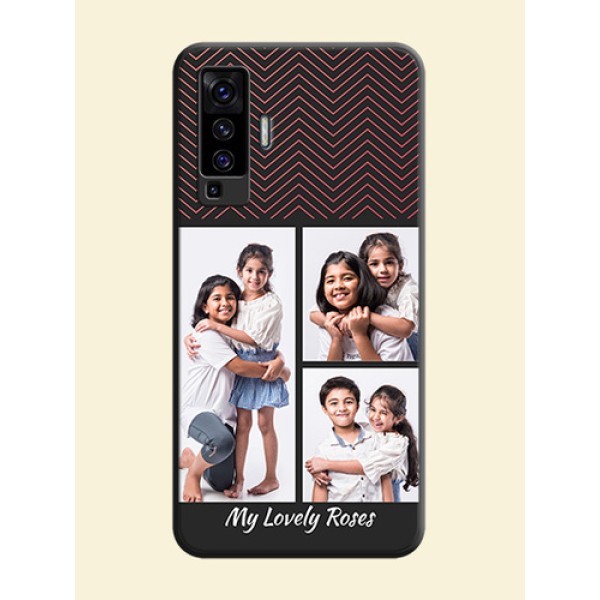 Wave Pattern with 3 Image Holder on Space Black Custom Soft Matte Back Cover - Vivo X50 Wave Pattern with 3 Image Holder on Space Black Custom Soft Matte Back Cover - Vivo X50