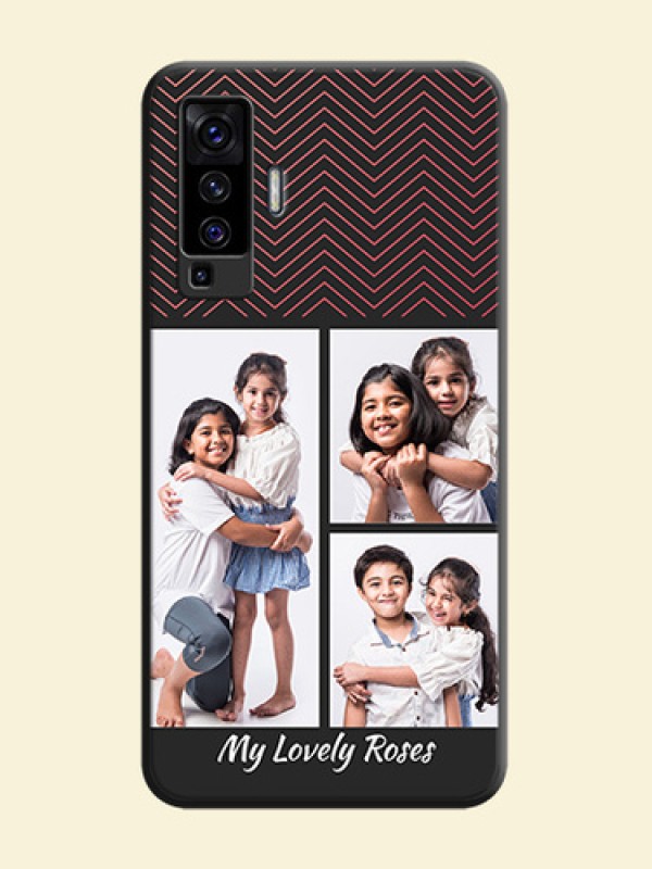Wave Pattern with 3 Image Holder on Space Black Custom Soft Matte Back Cover - Vivo X50 