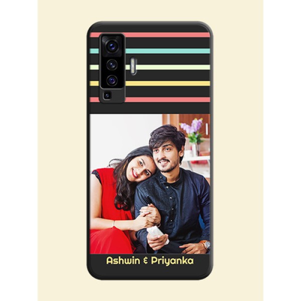 Color Stripes with Photo and Text - Photo on Space Black Soft Matte Mobile Case - Vivo X50 Color Stripes with Photo and Text - Photo on Space Black Soft Matte Mobile Case - Vivo X50