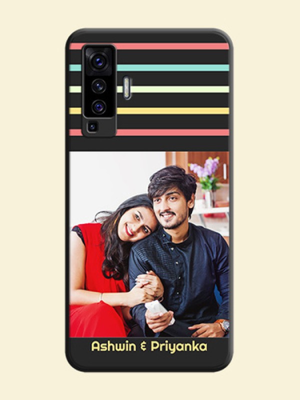 Color Stripes with Photo and Text - Photo on Space Black Soft Matte Mobile Case - Vivo X50 