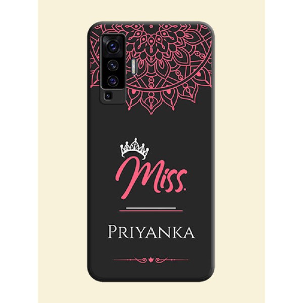 Mrs Name with Floral Design on Space Black Personalized Soft Matte Phone Covers - Vivo X50 Mrs Name with Floral Design on Space Black Personalized Soft Matte Phone Covers - Vivo X50