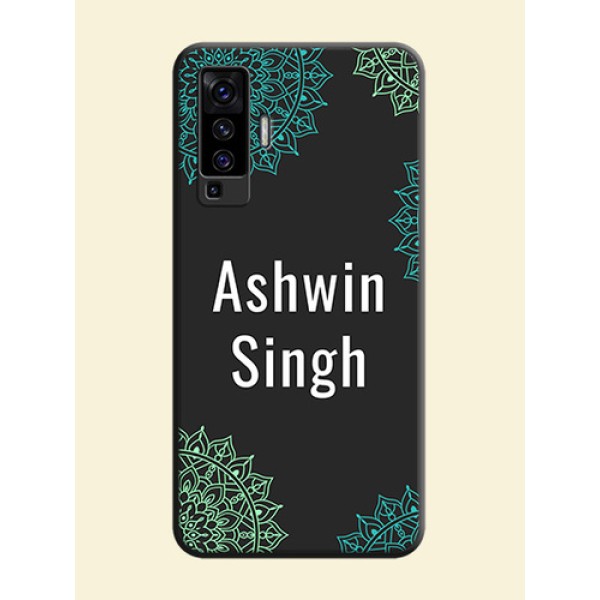 Your Name with Floral Design on Space Black Custom Soft Matte Back Cover - Vivo X50 Your Name with Floral Design on Space Black Custom Soft Matte Back Cover - Vivo X50