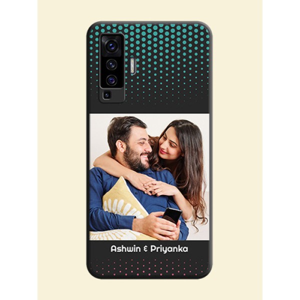 Faded Dots with Grunge Photo Frame and Text on Space Black Custom Soft Matte Phone Cases - Vivo X50 Faded Dots with Grunge Photo Frame and Text on Space Black Custom Soft Matte Phone Cases - Vivo X50
