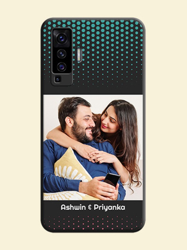 Faded Dots with Grunge Photo Frame and Text on Space Black Custom Soft Matte Phone Cases - Vivo X50 