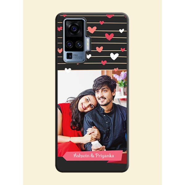 Love Pattern with Name on Pink Ribbon  - Photo on Space Black Soft Matte Back Cover - Vivo X50 Pro 5G