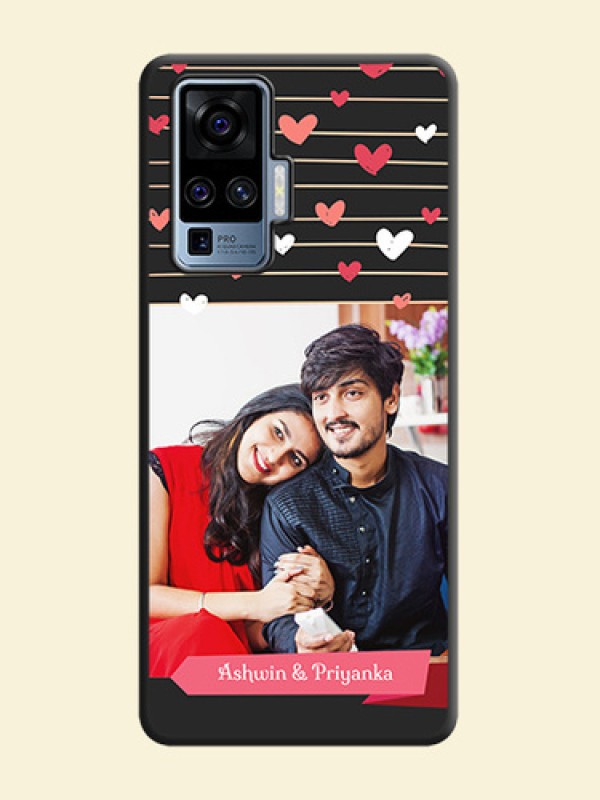 Love Pattern with Name on Pink Ribbon  - Photo on Space Black Soft Matte Back Cover - Vivo X50 Pro 5G