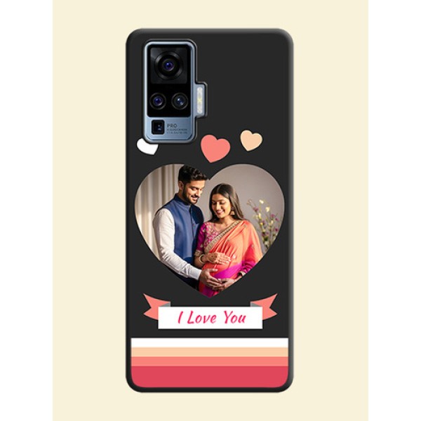 Love Shaped Photo with Colorful Stripes on Personalised Space Black Soft Matte Cases - Vivo X50 Pro 5G Love Shaped Photo with Colorful Stripes on Personalised Space Black Soft Matte Cases - Vivo X50 Pro 5G