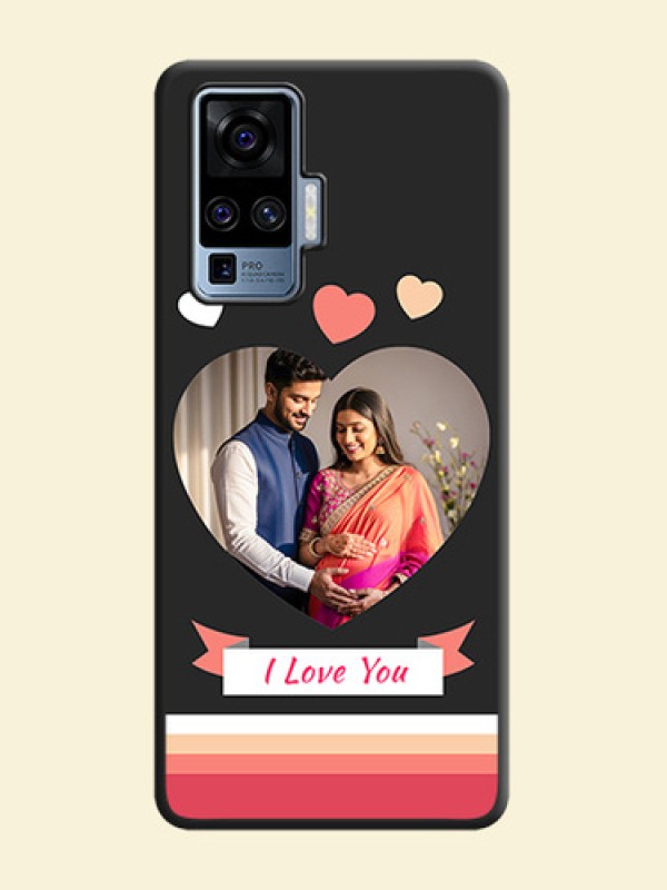 Love Shaped Photo with Colorful Stripes on Personalised Space Black Soft Matte Cases - Vivo X50 Pro 5G