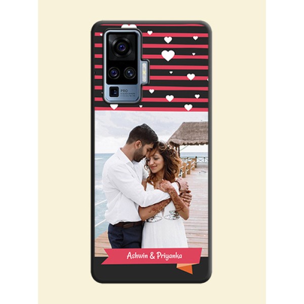 White Color Love Symbols with Pink Lines Pattern on Space Black Custom Soft Matte Phone Cases - Vivo X50 Pro 5G White Color Love Symbols with Pink Lines Pattern on Space Black Custom Soft Matte Phone Cases - Vivo X50 Pro 5G