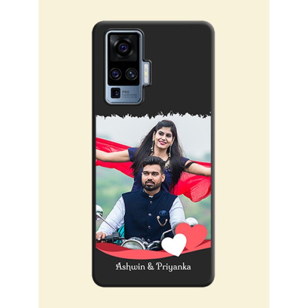 Pink Color Love Shaped Ribbon Design with Text on Space Black Custom Soft Matte Phone Back Cover - Vivo X50 Pro 5G Pink Color Love Shaped Ribbon Design with Text on Space Black Custom Soft Matte Phone Back Cover - Vivo X50 Pro 5G