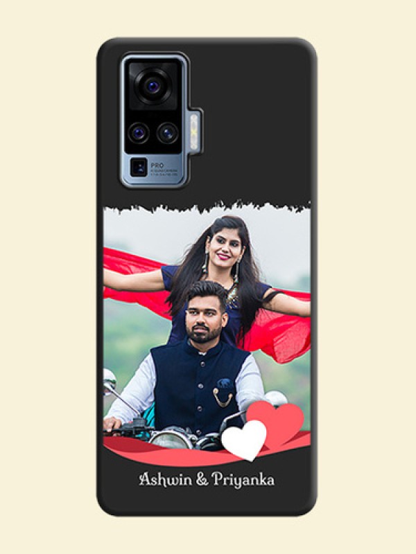 Pink Color Love Shaped Ribbon Design with Text on Space Black Custom Soft Matte Phone Back Cover - Vivo X50 Pro 5G