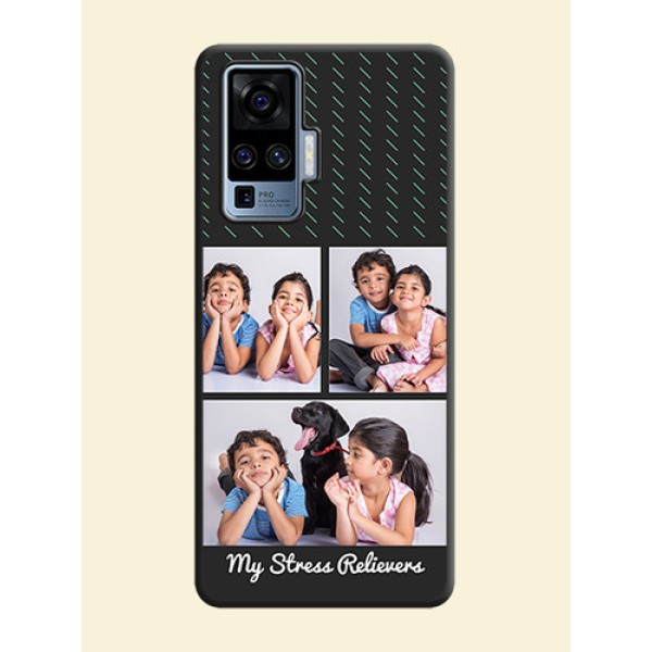 Cross Dotted Pattern with 2 Image Holder on Personalised Space Black Soft Matte Cases - Vivo X50 Pro 5G Cross Dotted Pattern with 2 Image Holder on Personalised Space Black Soft Matte Cases - Vivo X50 Pro 5G