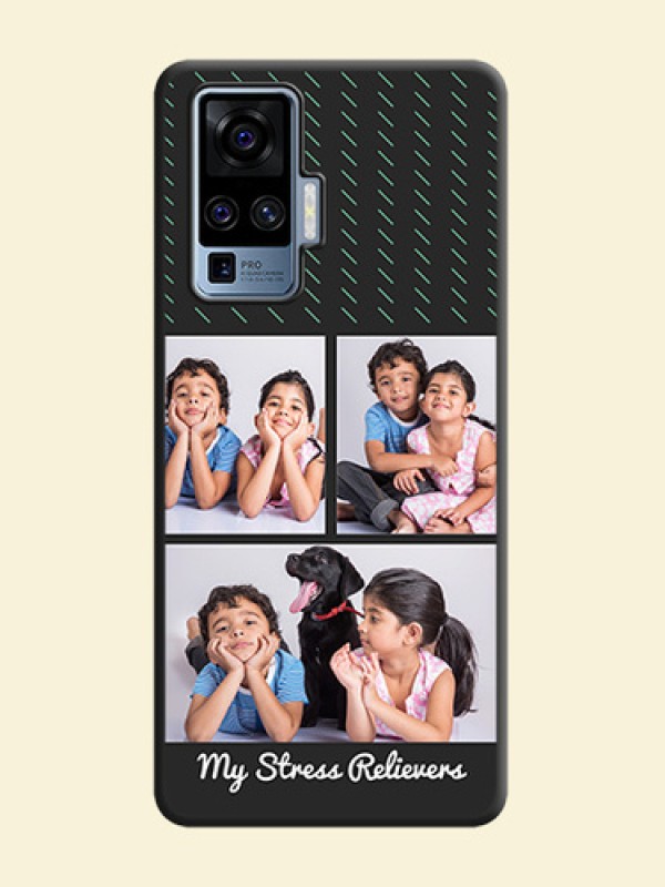 Cross Dotted Pattern with 2 Image Holder  on Personalised Space Black Soft Matte Cases - Vivo X50 Pro 5G