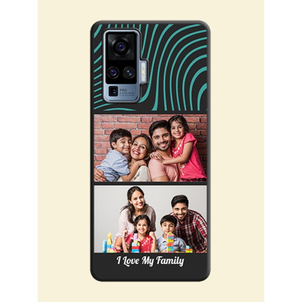 Wave Pattern with 2 Image Holder on Space Black Personalized Soft Matte Phone Covers - Vivo X50 Pro 5G Wave Pattern with 2 Image Holder on Space Black Personalized Soft Matte Phone Covers - Vivo X50 Pro 5G