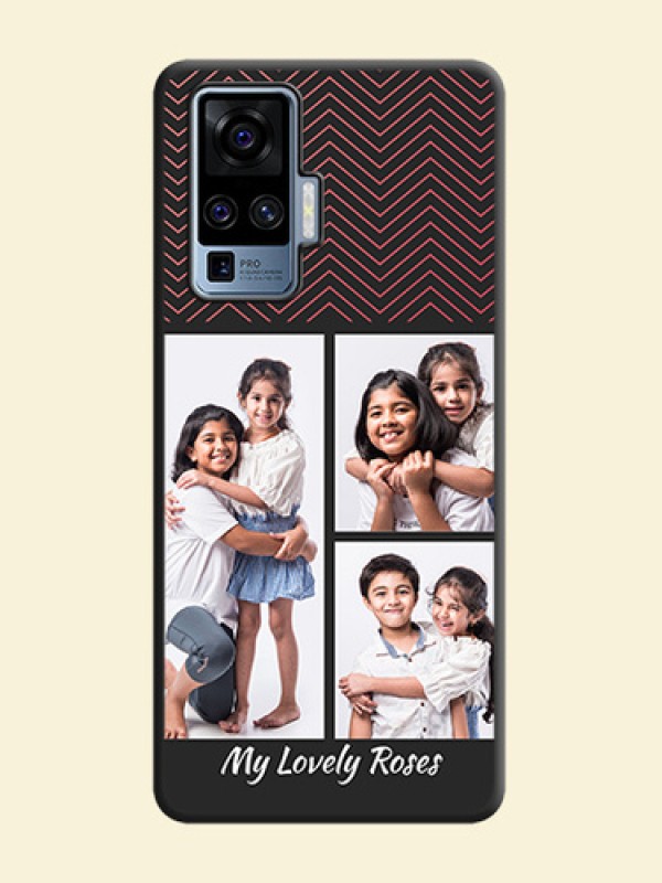 Wave Pattern with 3 Image Holder on Space Black Custom Soft Matte Back Cover - Vivo X50 Pro 5G