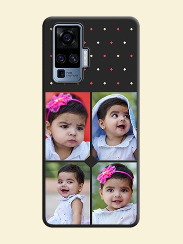 Multicolor Dotted Pattern with 4 Image Holder on Space Black Custom Soft Matte Phone Cases - Vivo X50 Pro 5G