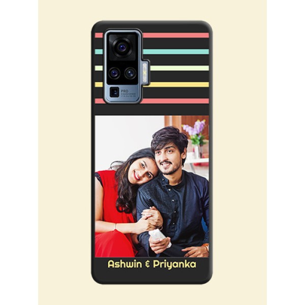 Color Stripes with Photo and Text - Photo on Space Black Soft Matte Mobile Case - Vivo X50 Pro 5G Color Stripes with Photo and Text - Photo on Space Black Soft Matte Mobile Case - Vivo X50 Pro 5G