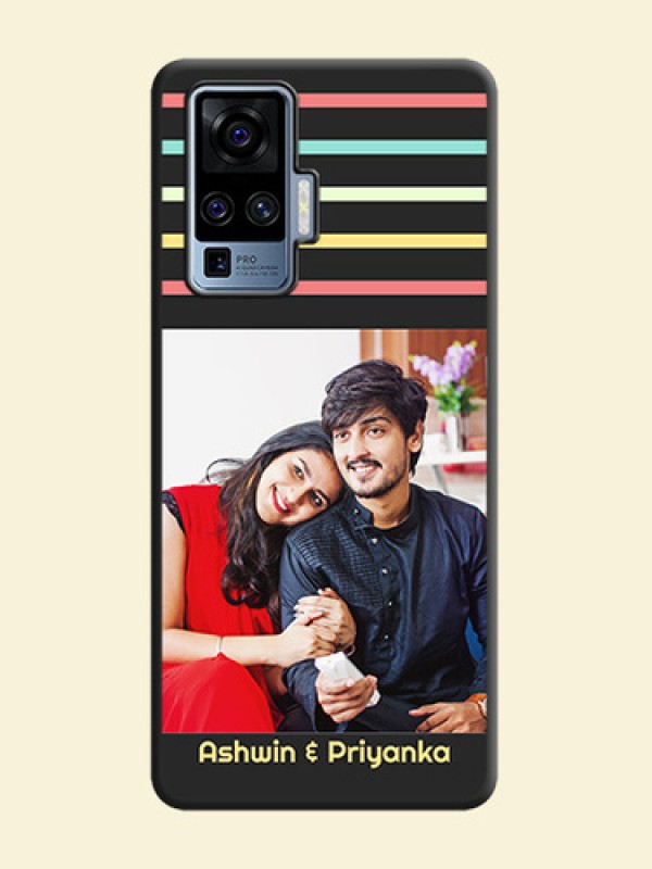 Color Stripes with Photo and Text - Photo on Space Black Soft Matte Mobile Case - Vivo X50 Pro 5G