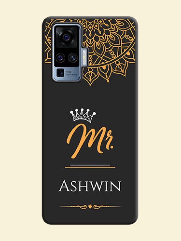 Mr Name with Floral Design  on Personalised Space Black Soft Matte Cases - Vivo X50 Pro 5G