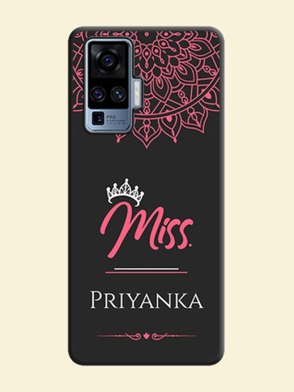 Mrs Name with Floral Design on Space Black Personalized Soft Matte Phone Covers - Vivo X50 Pro 5G