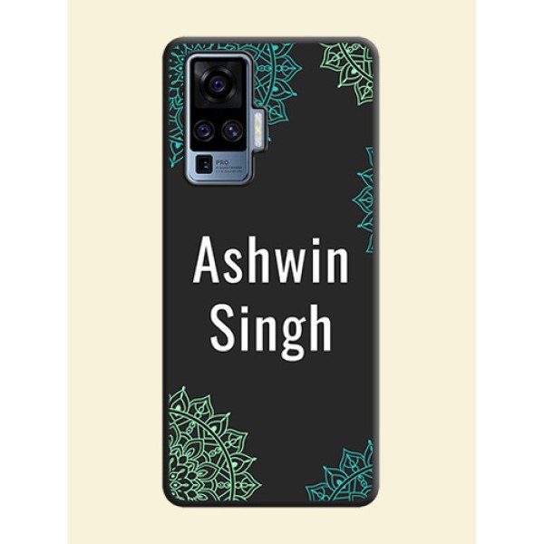 Your Name with Floral Design on Space Black Custom Soft Matte Back Cover - Vivo X50 Pro 5G Your Name with Floral Design on Space Black Custom Soft Matte Back Cover - Vivo X50 Pro 5G