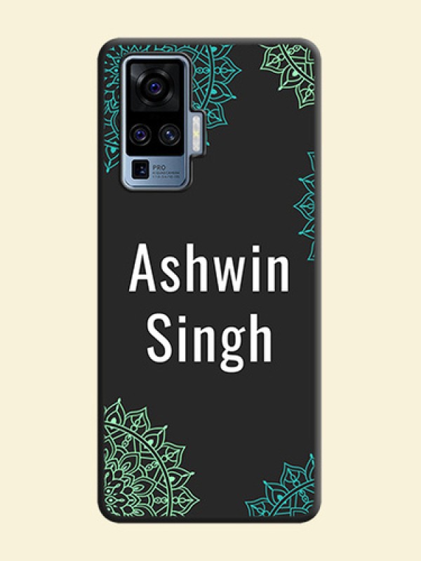 Your Name with Floral Design on Space Black Custom Soft Matte Back Cover - Vivo X50 Pro 5G