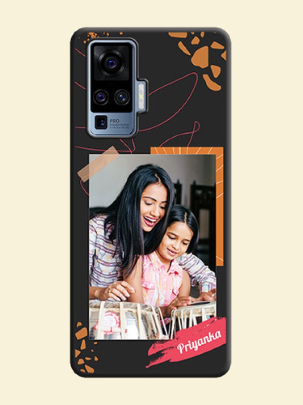 Orange Photo Frame on Space Black Custom Soft Matte Phone Back Cover - Vivo X50 Pro 5G