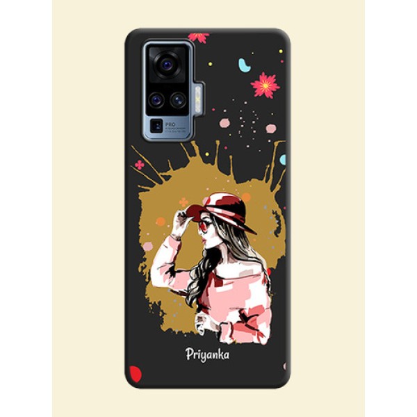 Mordern Lady With Color Splash Background With Custom Text On Space Black Personalized Soft Matte Phone Covers -Vivo X50 Pro 5G