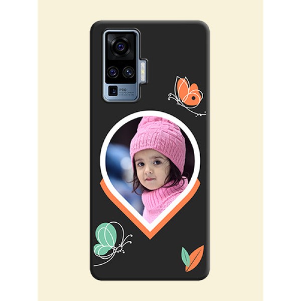 Upload Pic With Simple Butterly Design On Space Black Personalized Soft Matte Phone Covers -Vivo X50 Pro 5G Upload Pic With Simple Butterly Design On Space Black Personalized Soft Matte Phone Covers -Vivo X50 Pro 5G