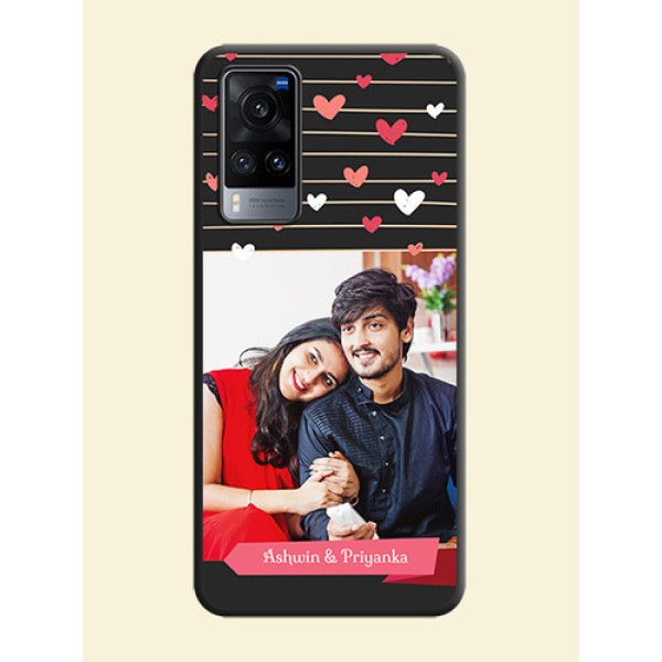 Love Pattern with Name on Pink Ribbon  on Photo on Space Black Soft Matte Back Cover - Vivo X60
