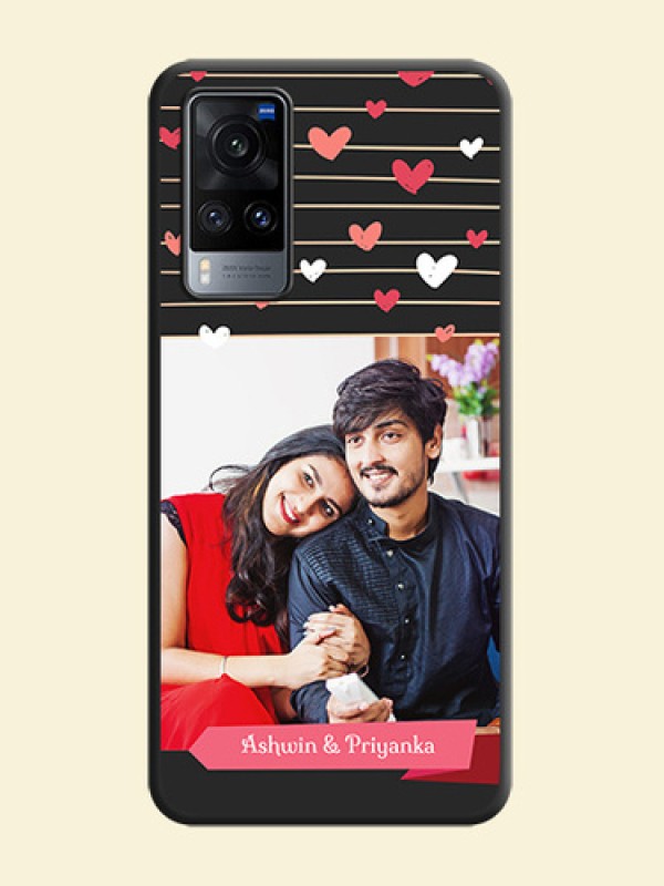 Love Pattern with Name on Pink Ribbon  on Photo on Space Black Soft Matte Back Cover - Vivo X60
