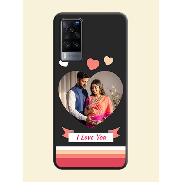 Love Shaped Photo with Colorful Stripes on Personalised Space Black Soft Matte Cases - Vivo X60 Love Shaped Photo with Colorful Stripes on Personalised Space Black Soft Matte Cases - Vivo X60