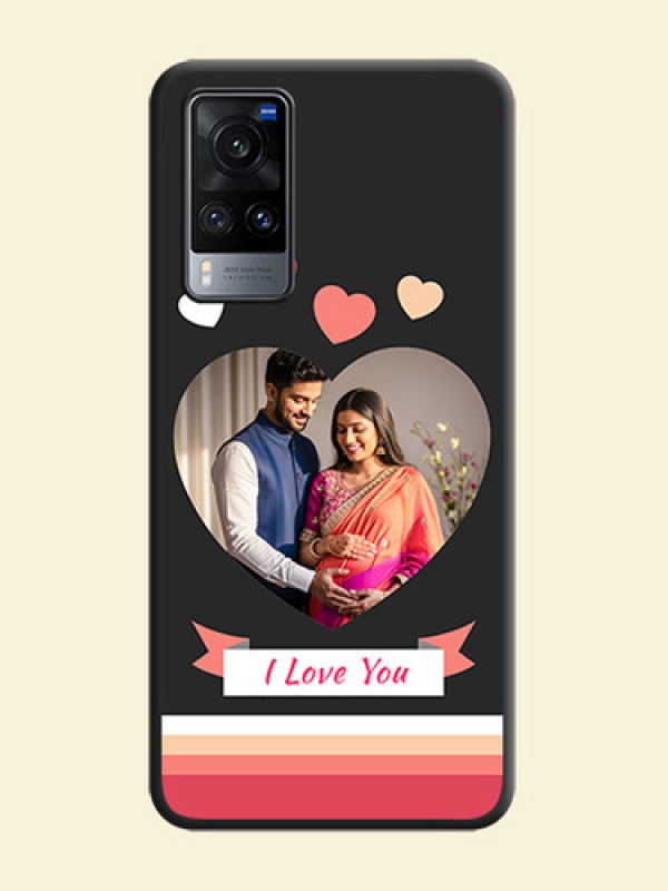 Love Shaped Photo with Colorful Stripes on Personalised Space Black Soft Matte Cases - Vivo X60